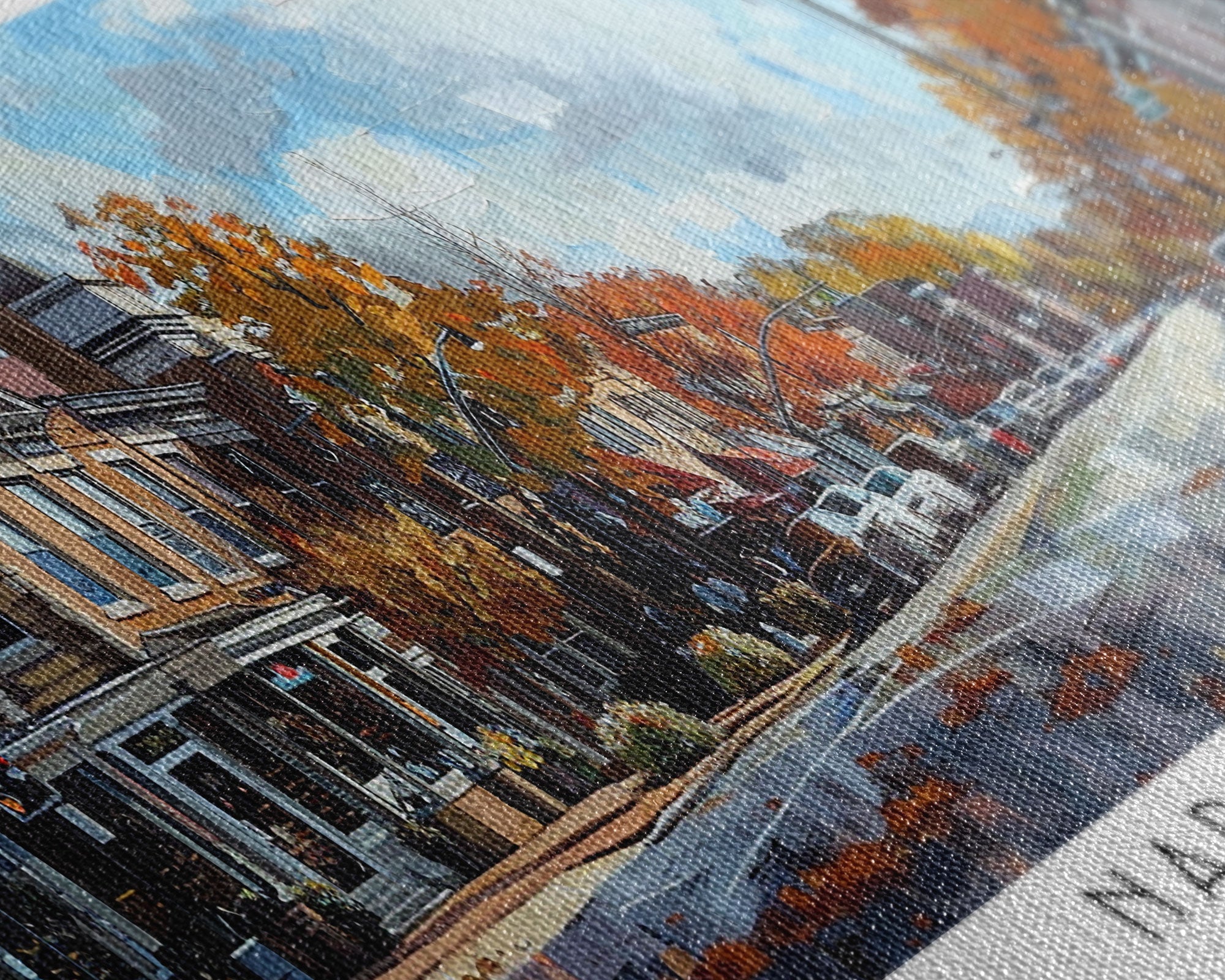 Naperville Illinois Panoramic Framed Canvas Print, Watercolor Cityscape, Office Wall Art, Travel Poster, Living Room Decor, City Art