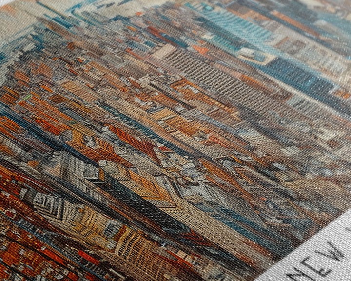 New York New York Panoramic Framed Canvas Print, Watercolor Painting of Cityscape, Home Decor, Travel Poster, Gift Idea for Urban Art Lovers