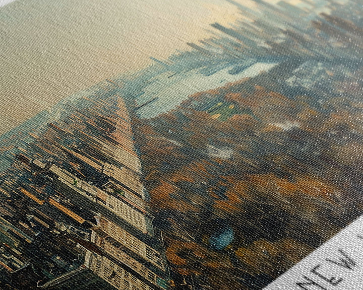 New York New York Panoramic Painting, Framed Canvas Print for Living Room, Stunning Cityscape Watercolor Art, Travel Poster, Unique Gift Idea