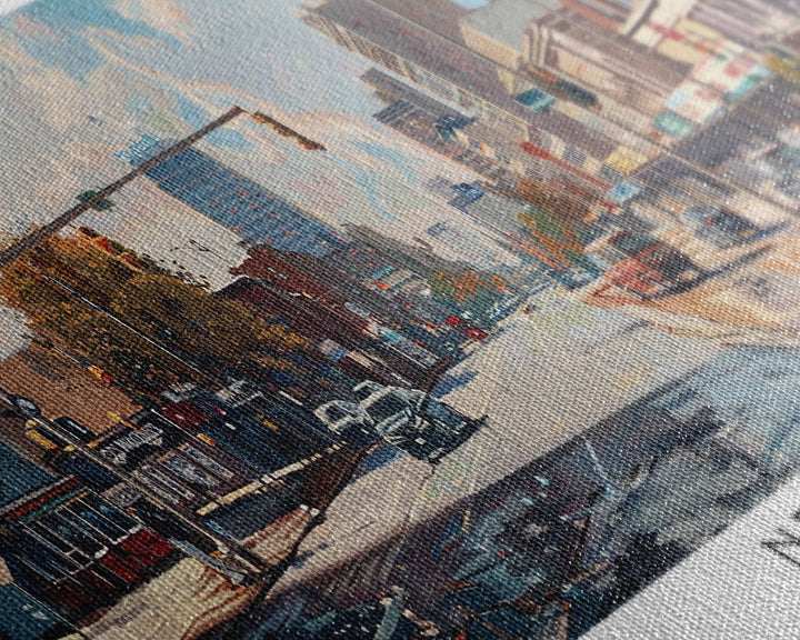 Newark New Jersey Panoramic Framed Canvas Print, Beautiful Watercolor Painting, Office Wall Art, Travel Poster, Home Decor, City Art