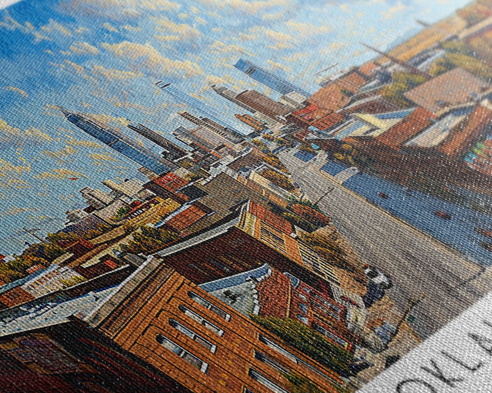 Oklahoma City Oklahoma Panoramic Framed Canvas Print, Cityscape Watercolor Painting, Travel Poster, Home Decor, Unique Gift Idea, Urban Art