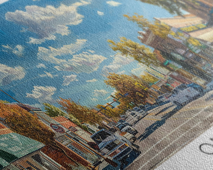 Ontario California Panoramic Painting, Framed Canvas Print, Stunning Watercolor Cityscape Art, Travel Poster, Modern Home Decor, Unique Gift