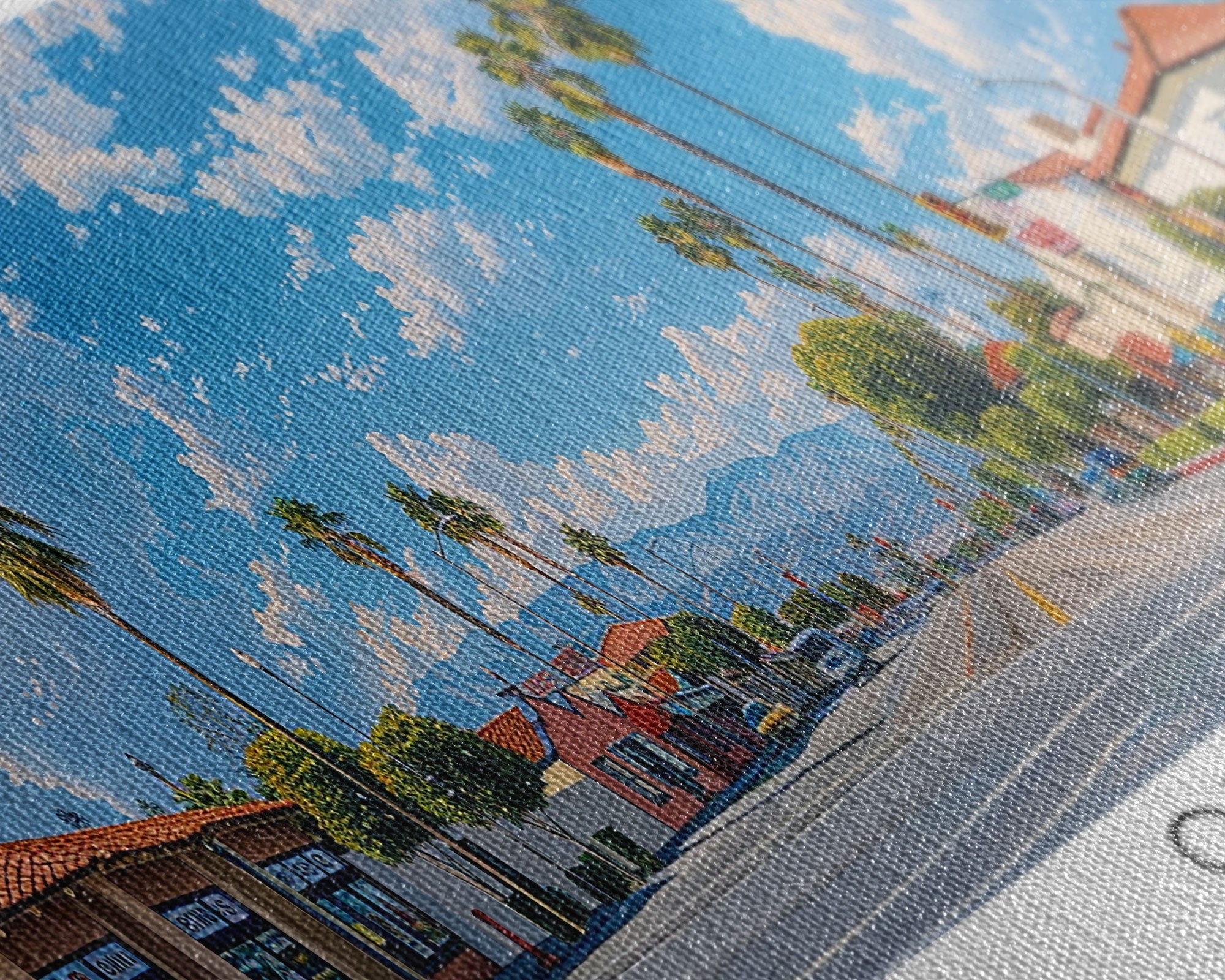 Oxnard California Panoramic Painting, Framed Canvas Print, Stunning Cityscape Watercolor Art, Travel Poster for Home Decor, Unique Gift Idea