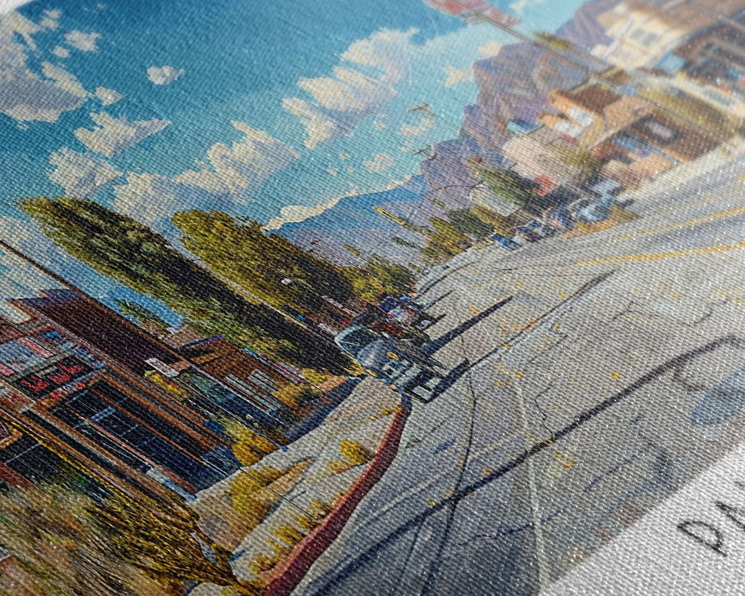 Palmdale California Panoramic Framed Canvas Print, Cityscape Watercolor Painting, Travel Poster for Home Decor, Urban Art, Unique Gift Idea