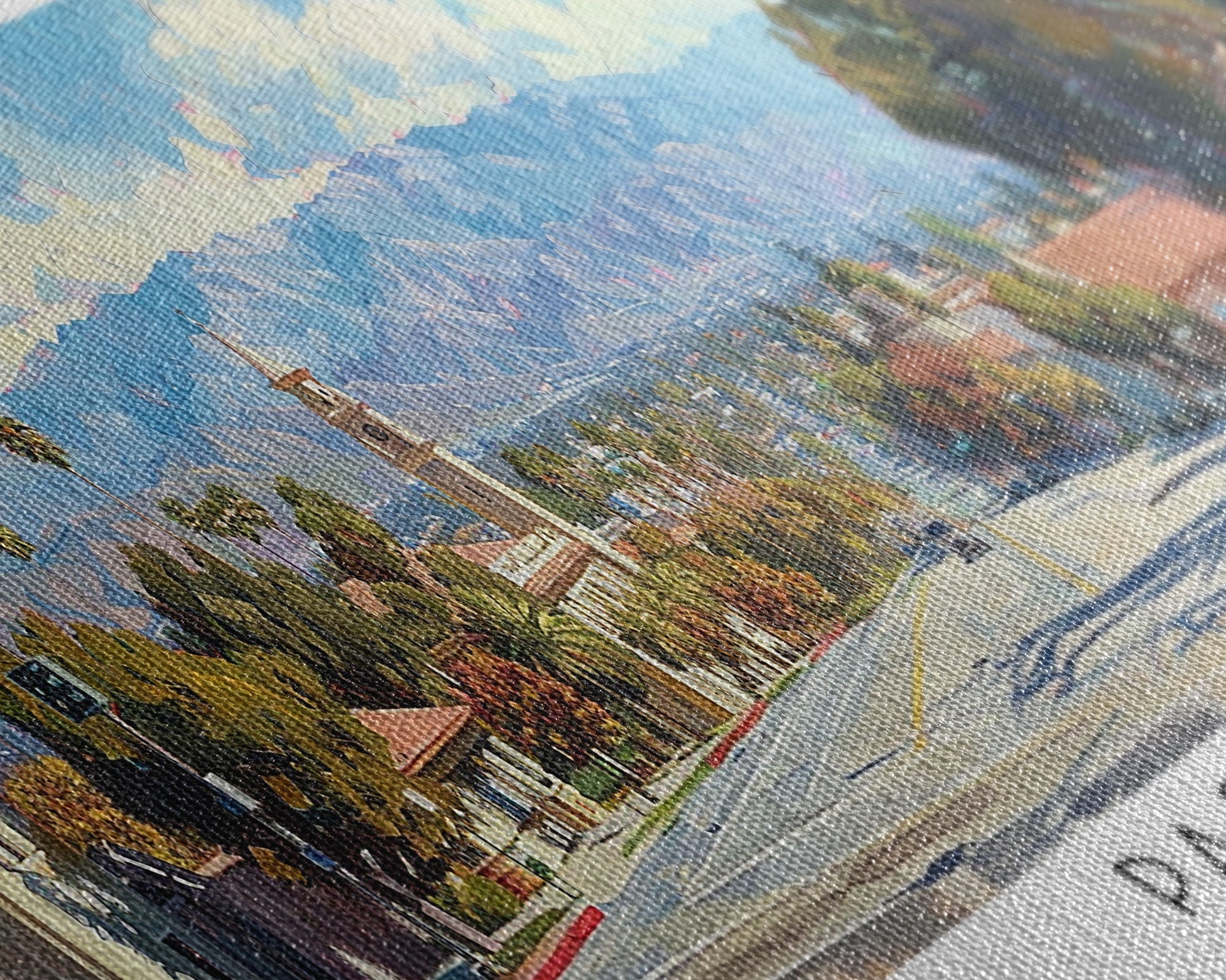 Pasadena California Panoramic Framed Canvas Print, Cityscape Watercolor Painting, Travel Poster, Home Decor, Urban Gift Idea, Office Wall Art