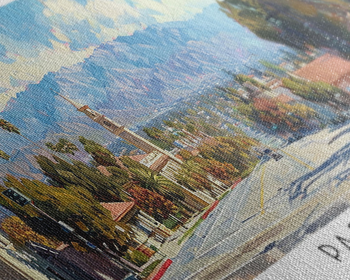 Pasadena California Panoramic Framed Canvas Print, Cityscape Watercolor Painting, Travel Poster, Home Decor, Urban Gift Idea, Office Wall Art