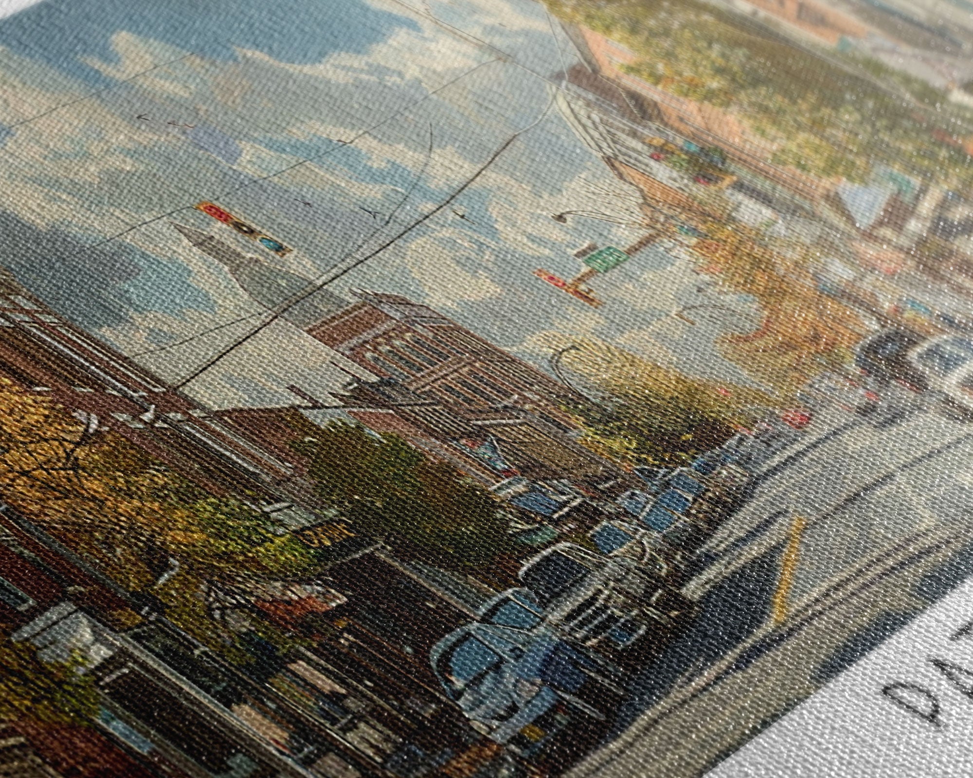 Paterson New Jersey Panoramic Painting, Framed Canvas Print, Stunning Watercolor Cityscape Art, Travel Poster for Home Decor, Unique Gift