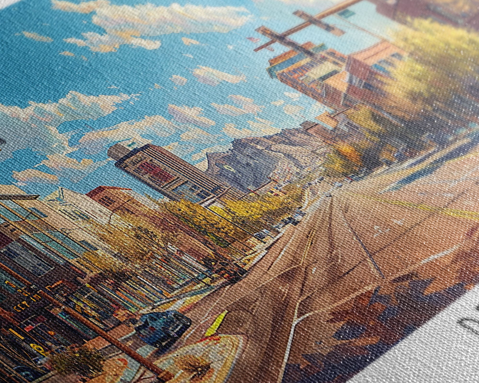 Peoria Arizona Panoramic Framed Canvas Print, Watercolor Cityscape Art, Travel Poster, Home Decor, Urban Gift Idea, Living Room Art