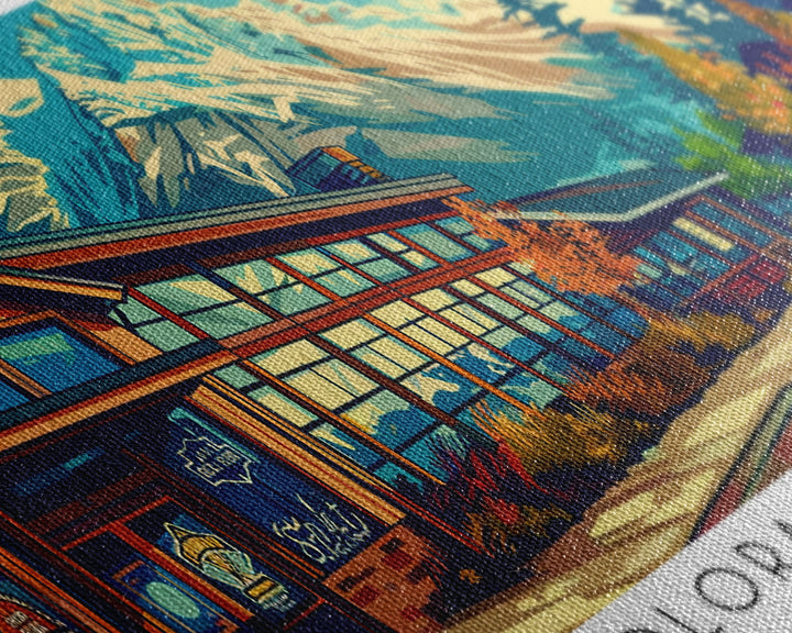Colorado Springs Colorado Panoramic Travel Poster Framed Canvas Print, Mid Century Modern Art, Pop Art Style, Wall Art Decor, Home Decoration
