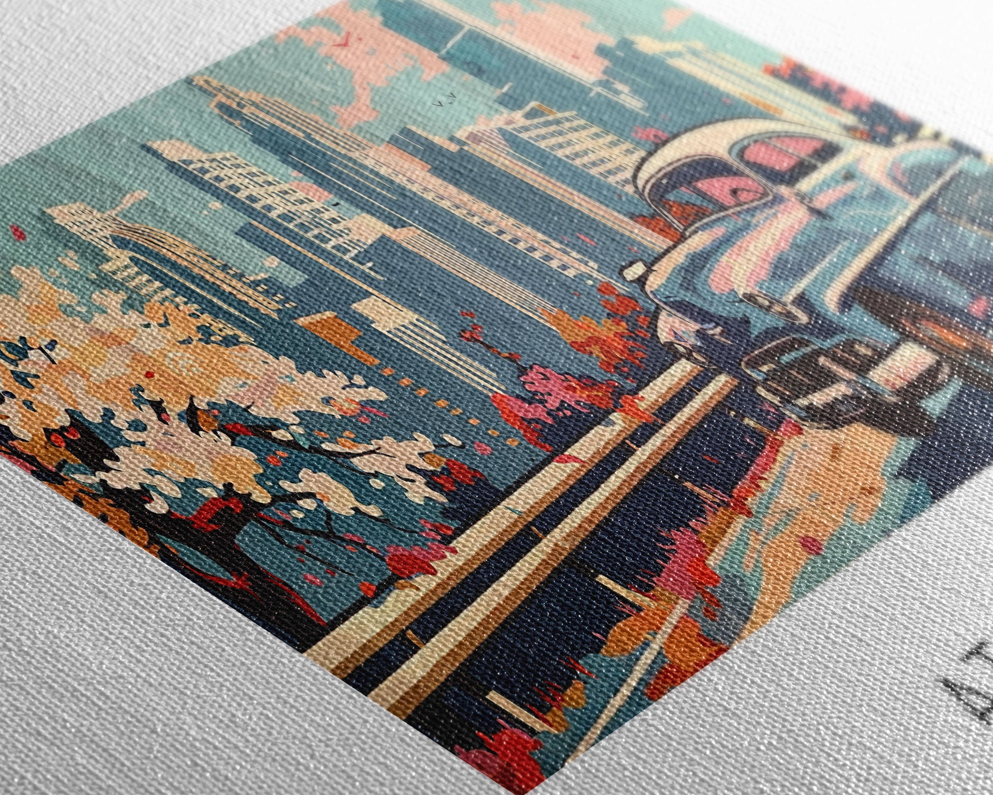 Atlanta Georgia Panoramic Painting, Mid Century Modern Framed Canvas Print, Retro Pop Art Travel Poster, Wall Decor, Gift Idea, Home Decor