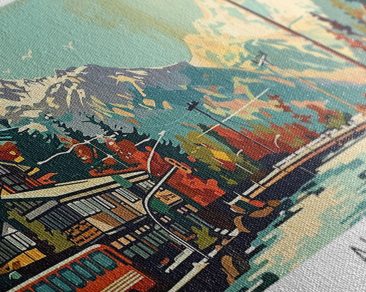 Aurora Colorado Panoramic Wall Art, Retro Pop Art Framed Canvas Print, Mid Century Modern Travel Poster, Living Room Decor, Wall Hanging, Office Art