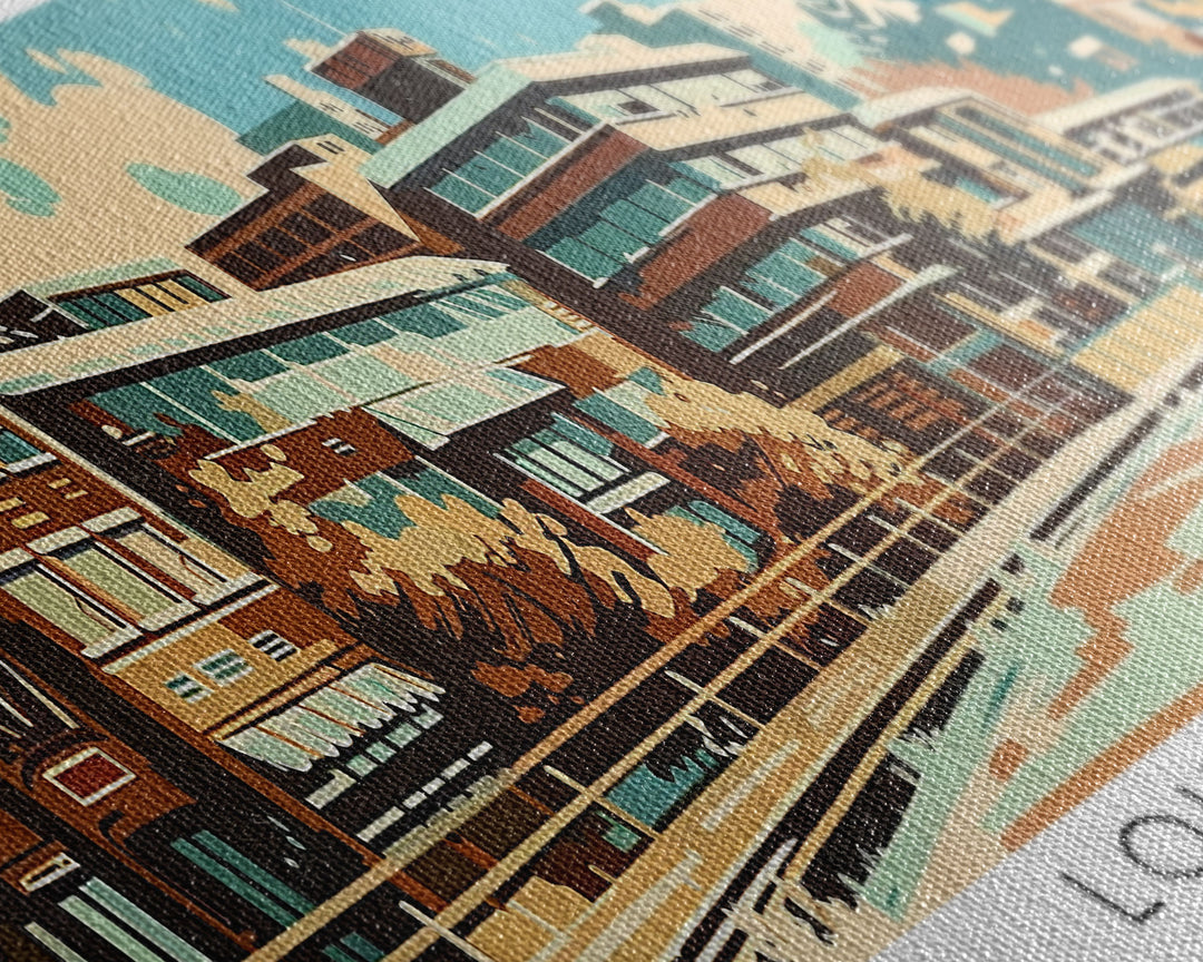 Louisville Kentucky Panoramic Painting, Mid Century Modern Framed Canvas Print, Retro Pop Art Travel Poster, Living Room Art, Home Decor, Office Decor, Vintage Style