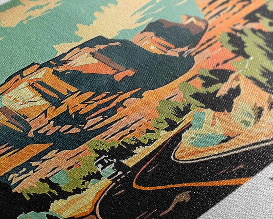 Mesa Arizona Panoramic Painting, Mid Century Modern Framed Canvas Print, Retro Pop Art Travel Poster, Living Room Art, Home Decor, Office Wall Art, Vintage Style