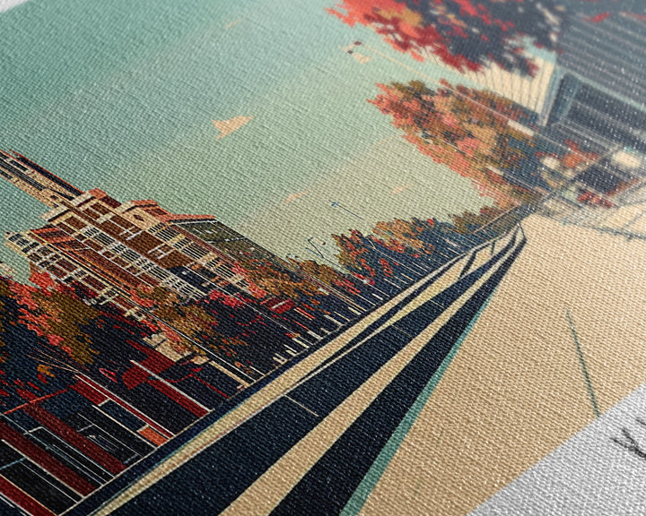 Killeen Texas Panoramic Painting, Mid Century Modern Framed Canvas Print, City Art, Retro Pop Art Travel Poster, Living Room Decor, Office Art, Cityscape Wall Art
