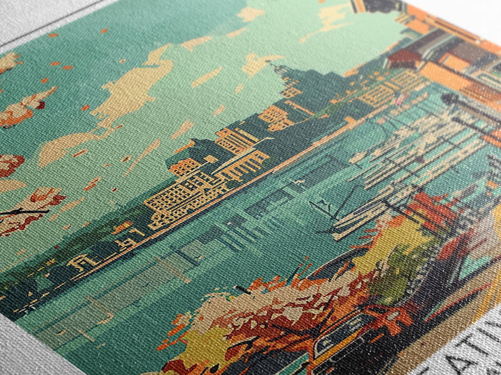 Providence Rhode Island Travel Poster, Framed Canvas Print, Retro Travel Poster, City Wall Art, Vintage City Poster, Wanderlust Gift