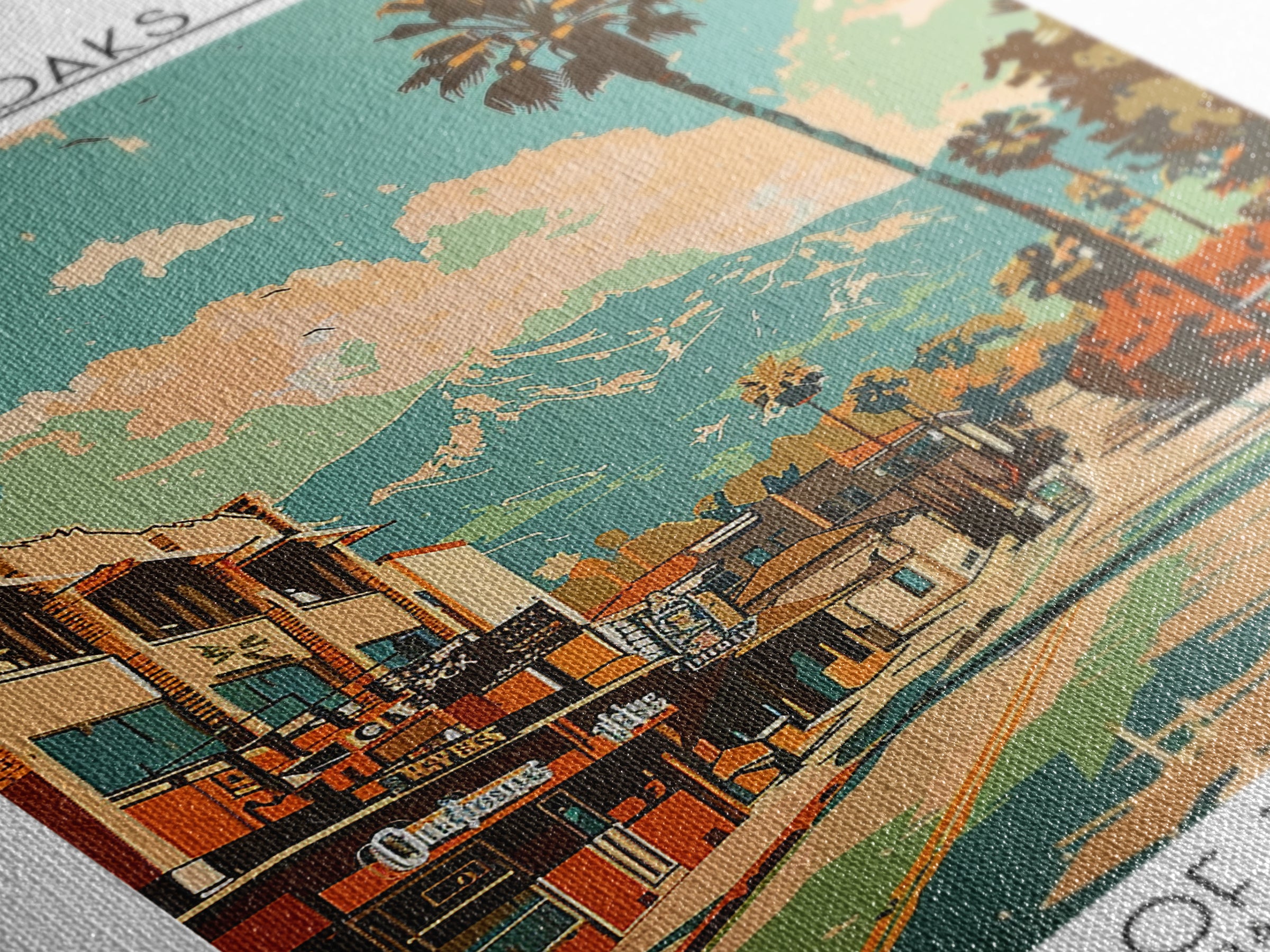 Thousand Oaks California Travel Poster, Canvas Print, Retro Travel Poster, City Wall Art, Wall Art, Mid Century Wall Art, Home Decor