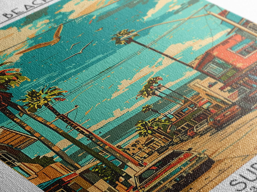 Huntington Beach Travel Poster, Canvas Print, City Travel Poster, Travel Wall Art, Travel Art Print, Home Office Decor, Poster Print