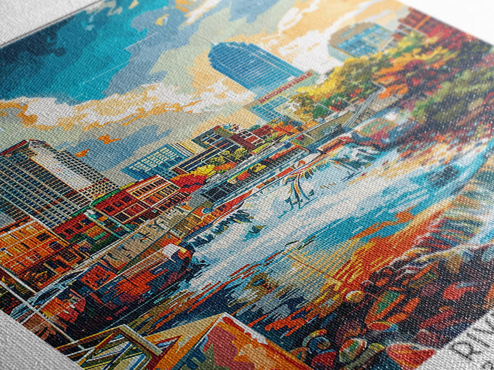 Grand Rapids Travel Poster, Canvas Print, Travel Prints, Landscape Art, City Illustration, Watercolor Cityscape, Retro Travel Poster