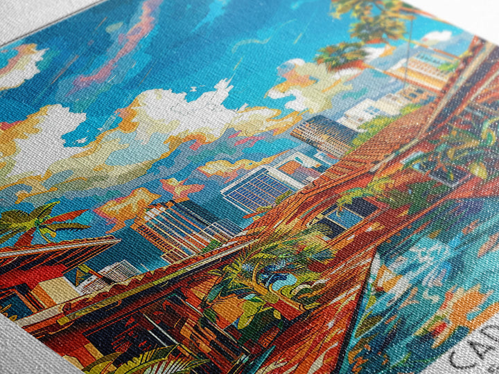 Miami Gardens Travel Poster, Canvas Print, Travel Art Print, Modern Wall Decor, Landscape Art, Wanderlust Gift, Living Room Wall Art