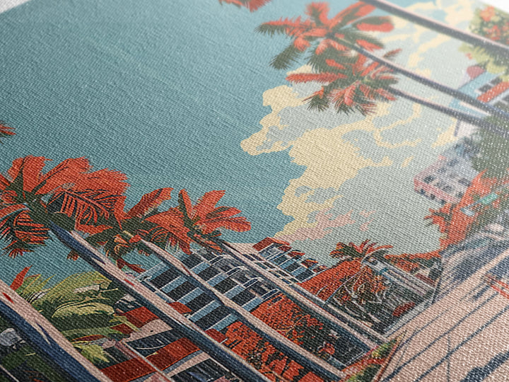 Miami Gardens Travel Poster, Framed Canvas Print, Vintage Travel Print, City Wall Art, Vintage Poster, Wanderlust Gift, Travel Print