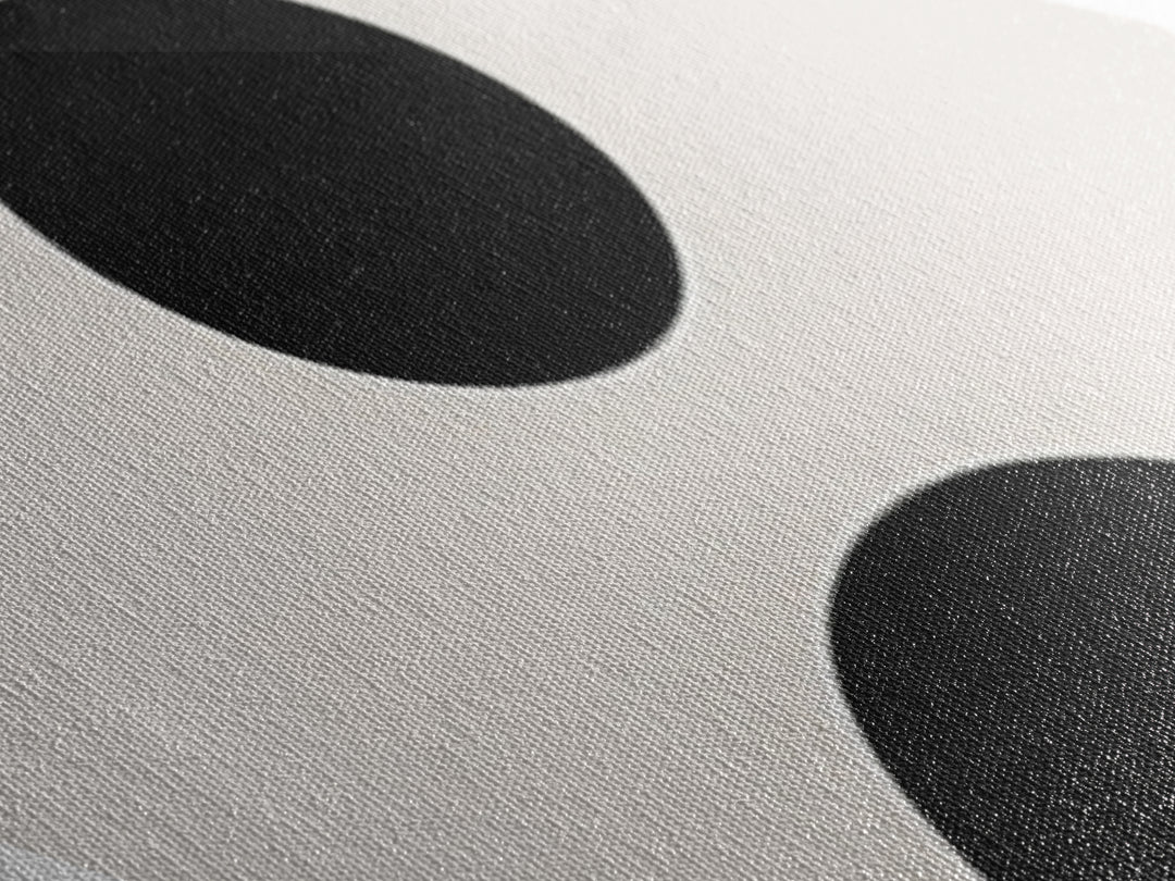 Bold Modern Dots Diamond Shaped Canvas Textured Print, Minimalist Black and White Art, Abstract Graphic Design Decor