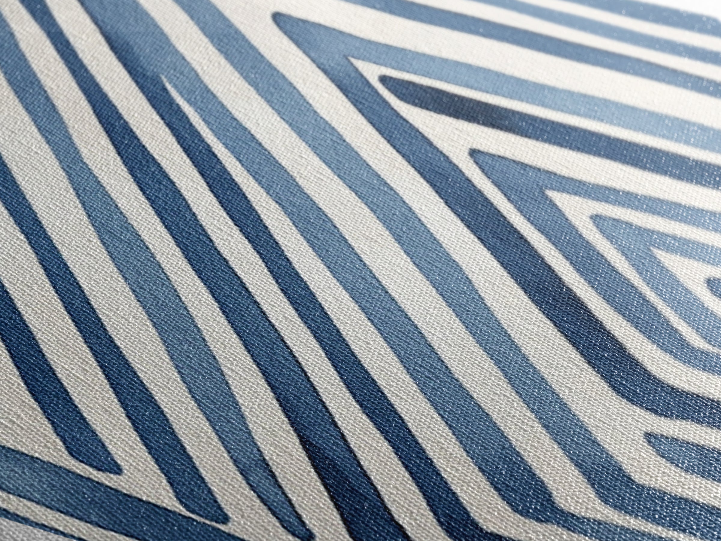 Ocean Maze Lines Diamond Shaped Blue Abstract Minimalist Canvas Embossed Print Modern Wall Decor Contemporary Geometric Accent