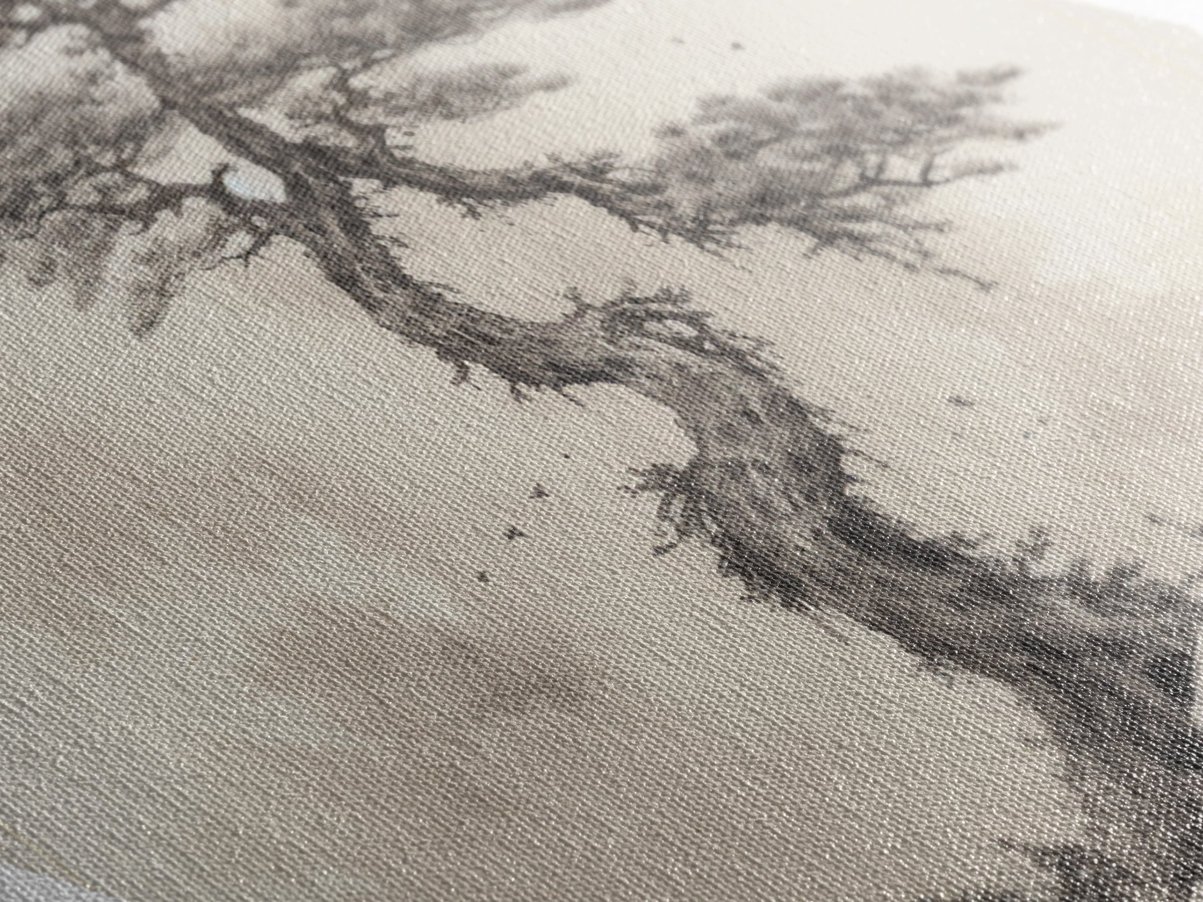Charcoal Sketch of a Bonzai, Bonsai Tree Wall Art, Diamond Shaped Canvas Art Print, MCM Wall Decor, Odd Wall Art, Japanese Style Artwork