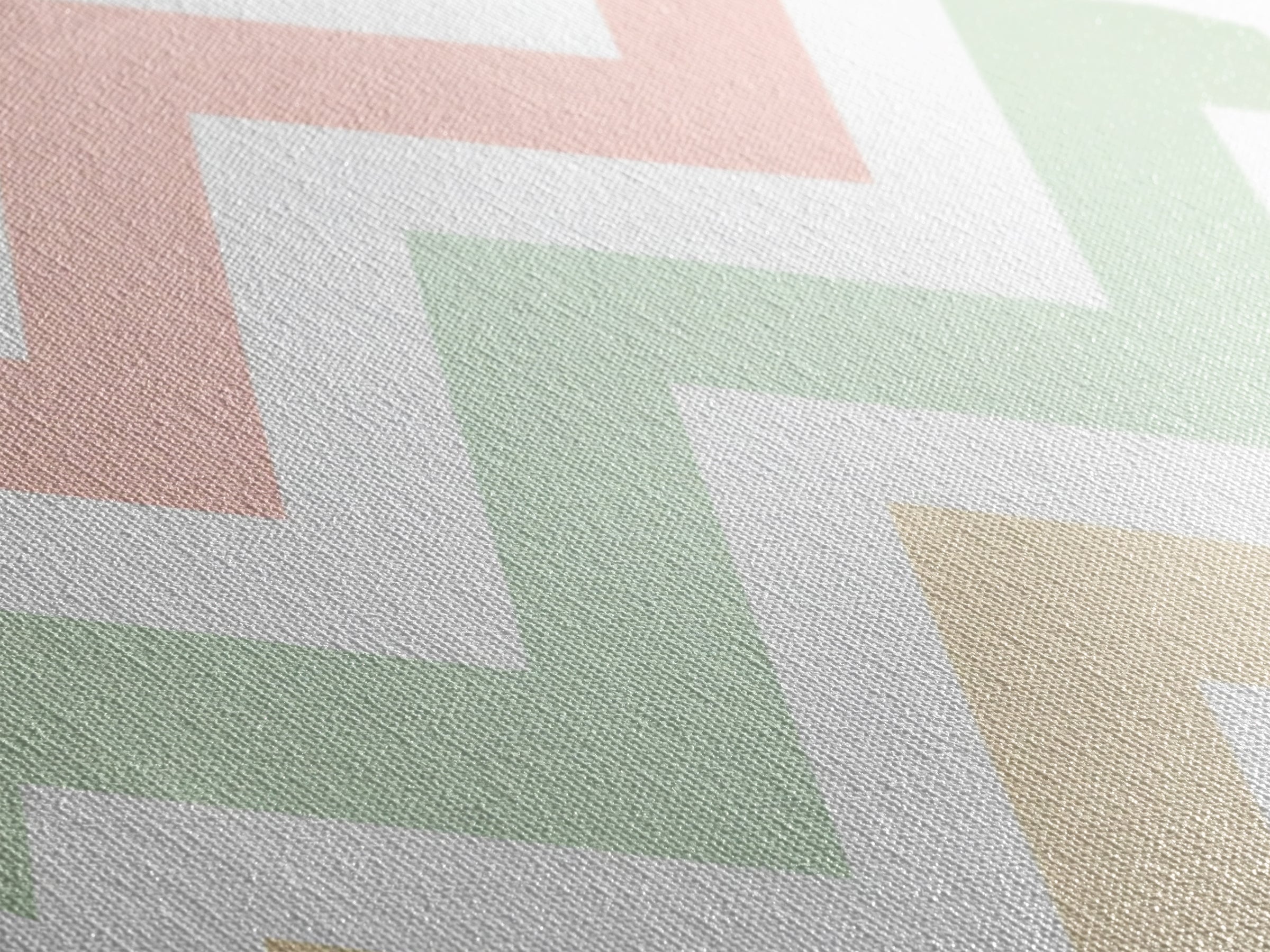 Chevron Candy Pop Diamond Shaped Canvas Embossed Print with light pastel rainbow zigzag stripes modern baby room art soft neutral wall pattern