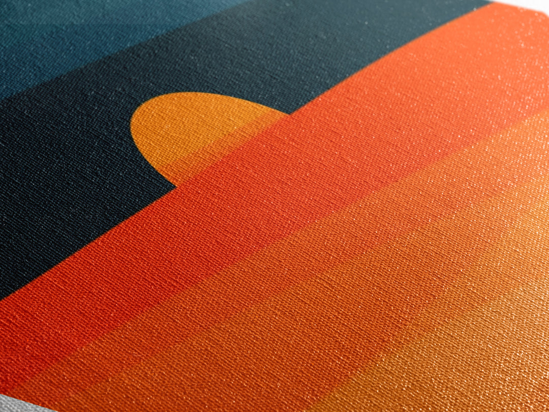 Desert Sunset Horizon Diamond Shaped Canvas Art Print, Minimalist Landscape Wall Decor, Warm Earth Tone Abstract Scene
