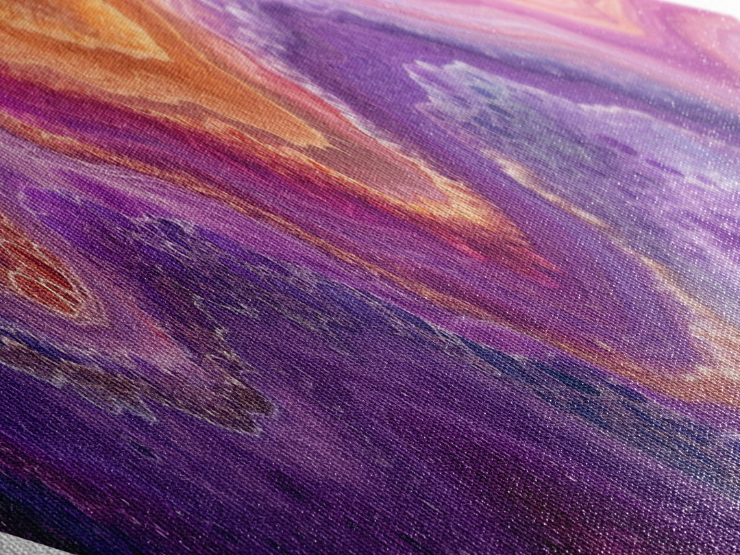 Violet Fire Quartz Diamond Shaped Canvas Textured Print Geode Inspired Abstract Art Colorful Boho Chic Living Room Accent