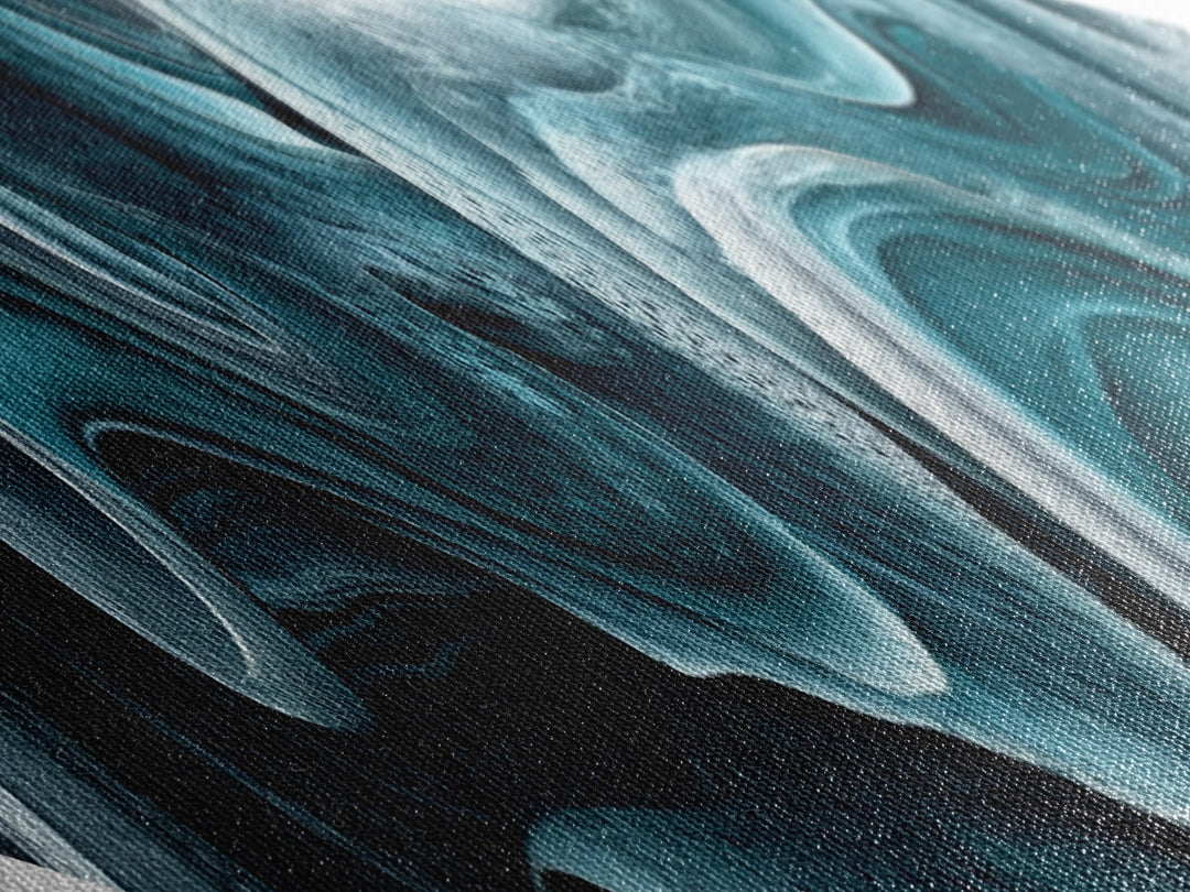 Oceanic Swirl Dream Diamond Shaped Canvas Art Print Aqua Abstract Texture Movement Coastal Blue Decor Modern Bedroom Nautical Accent