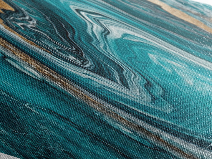 Turquoise Geode Glow Diamond Shaped Canvas Textured Print Earthy Crystal Wall Art Boho Teal Abstract Bedroom Office or Hallway Style