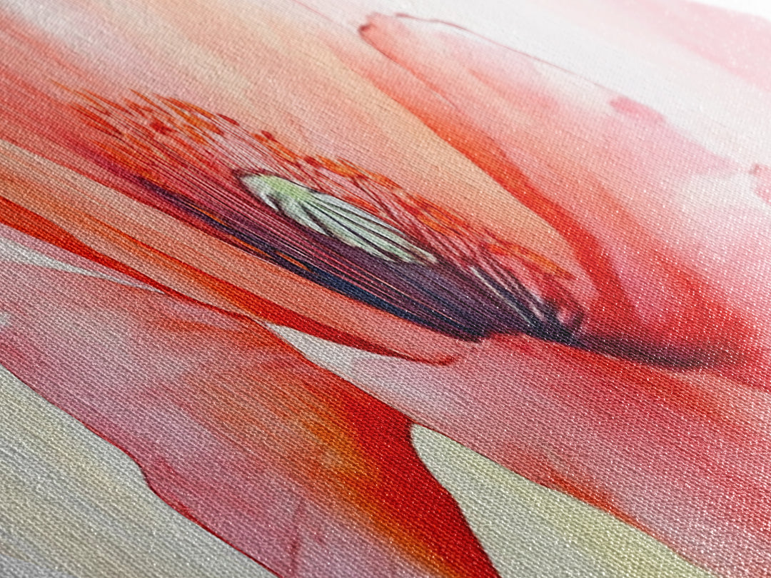 Soft Poppy Petal Diamond Shaped Canvas Embossed Print Watercolor Flower Nature Painting Romantic Art Living Room Mother’s Day Gift