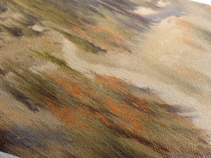 Desert Blossom Trail Diamond Shaped Canvas Embossed Print natural warm toned arid path art soft toned countryside landscape decor