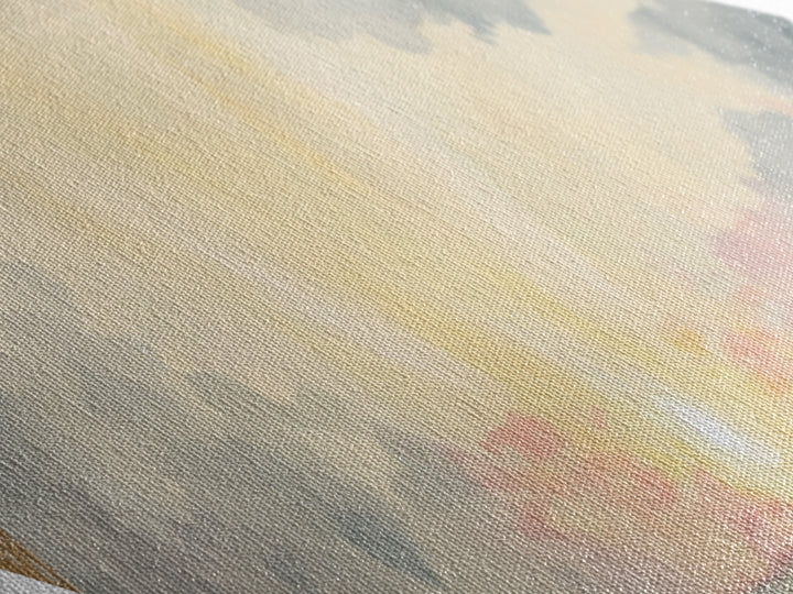 Serene Ocean Light – Diamond Shaped Pastel Seascape Canvas Textured Print, Soothing Sky and Waves Wall Decor Piece
