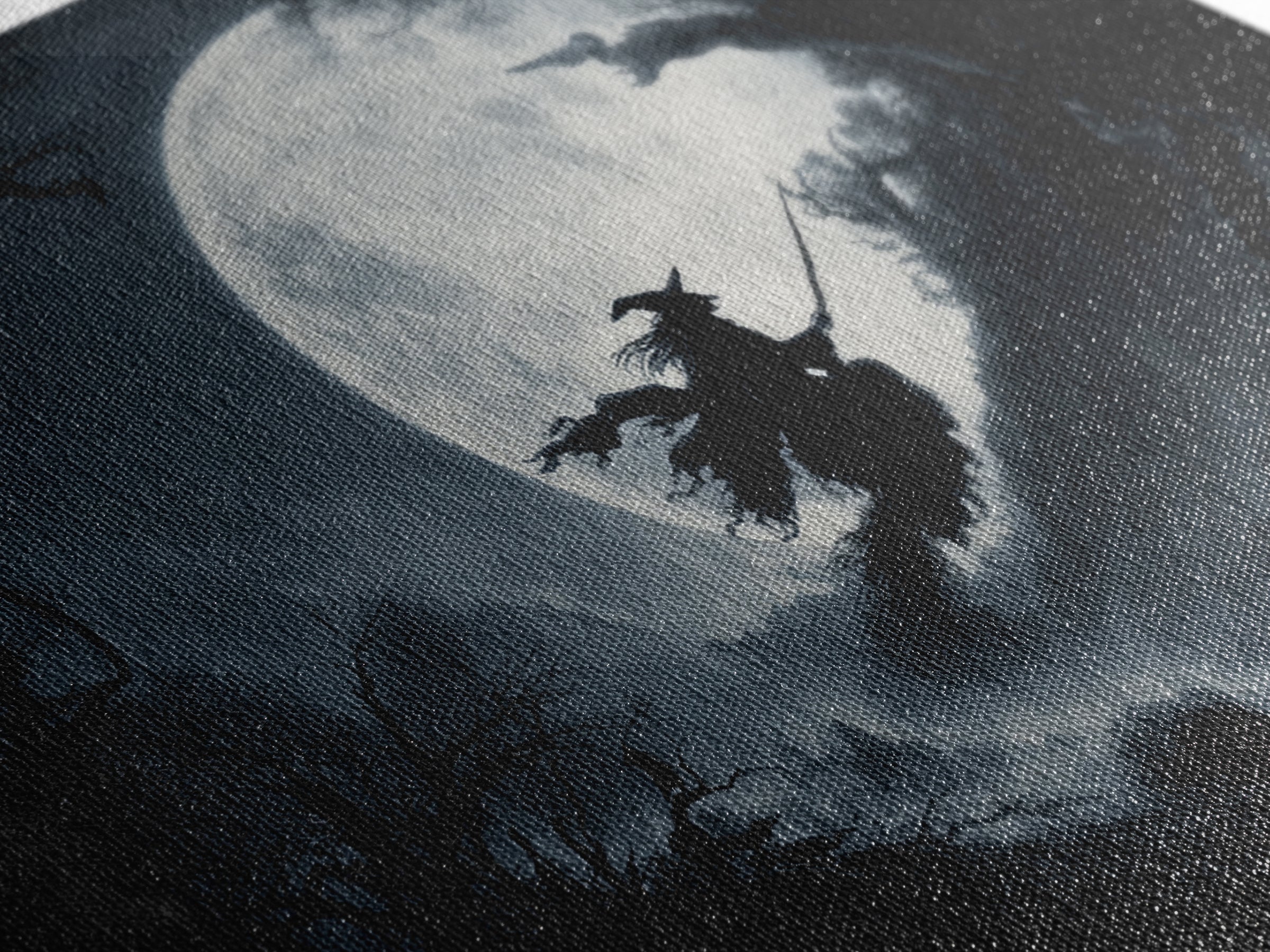 The Moonlit Witch, Baroque Witchcraft Art, Landscape Wall Art, Gothic Horror Wall Art, Framed Canvas Print, Halloween Wall Art