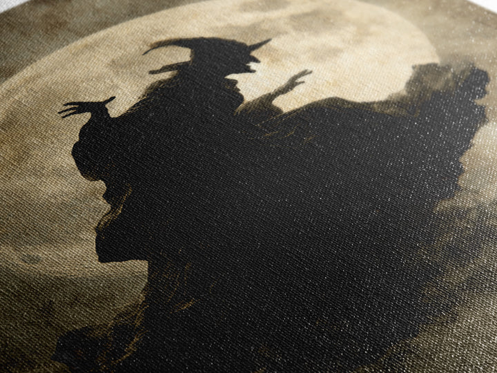 The Moonlit Witch, Dark Romantic Horror Art, Vertical Wall Art, Dark Halloween Decor, Canvas Print, Halloween Wall Art, Macabre Wall Art