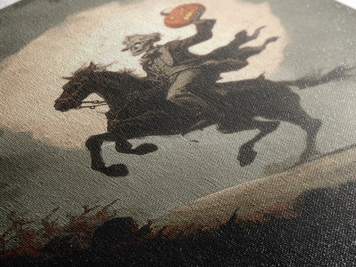 The Headless Horseman, Gothic Nightmare Art, Vertical Wall Art, Dark Halloween Decor, Canvas Print, Halloween Wall Art