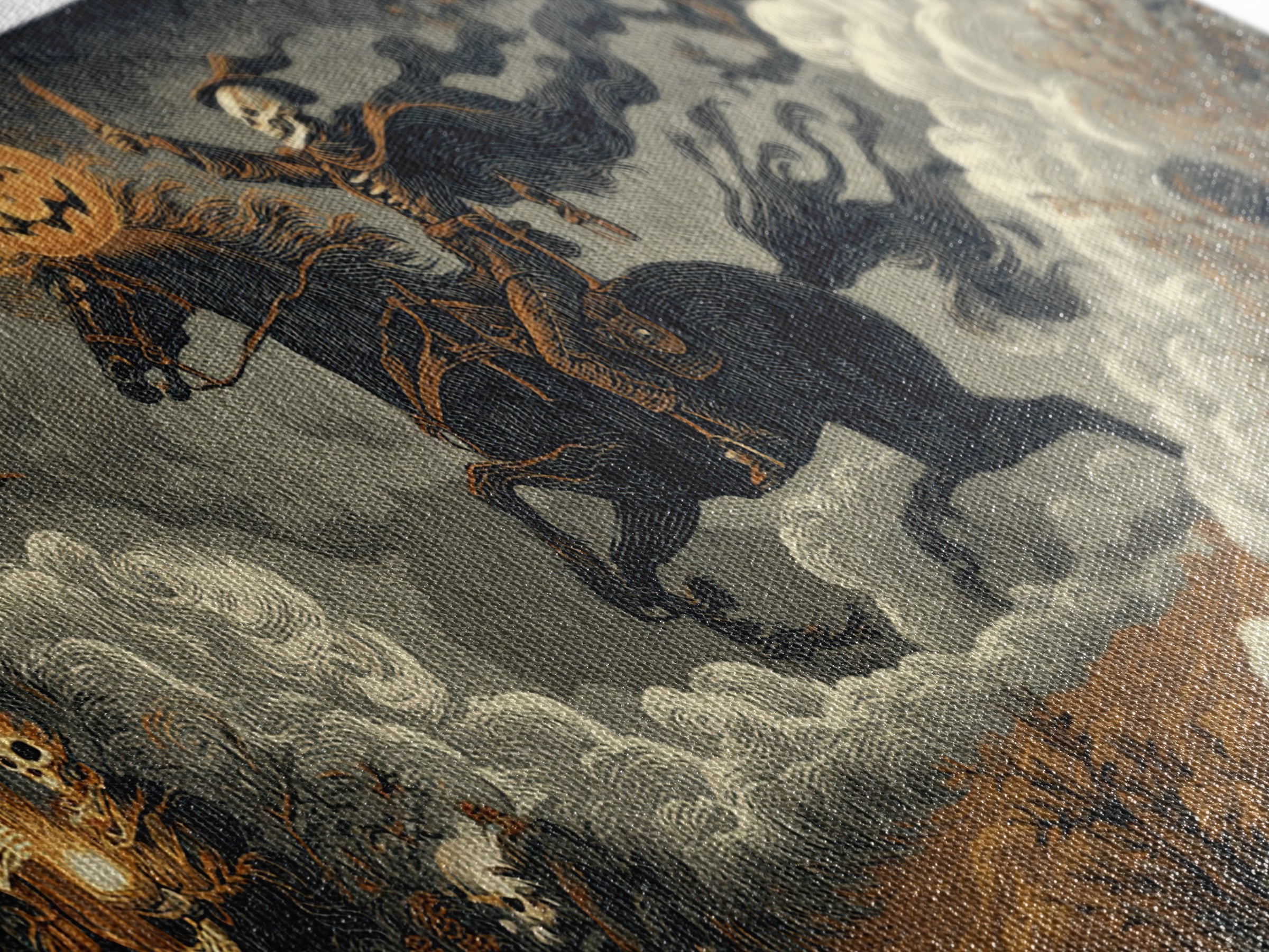 The Headless Horseman, Macabre Folk Print Art, Wide Panoramic Art, Gothic Horror Wall Art, Framed Canvas Print, Macabre Wall Art