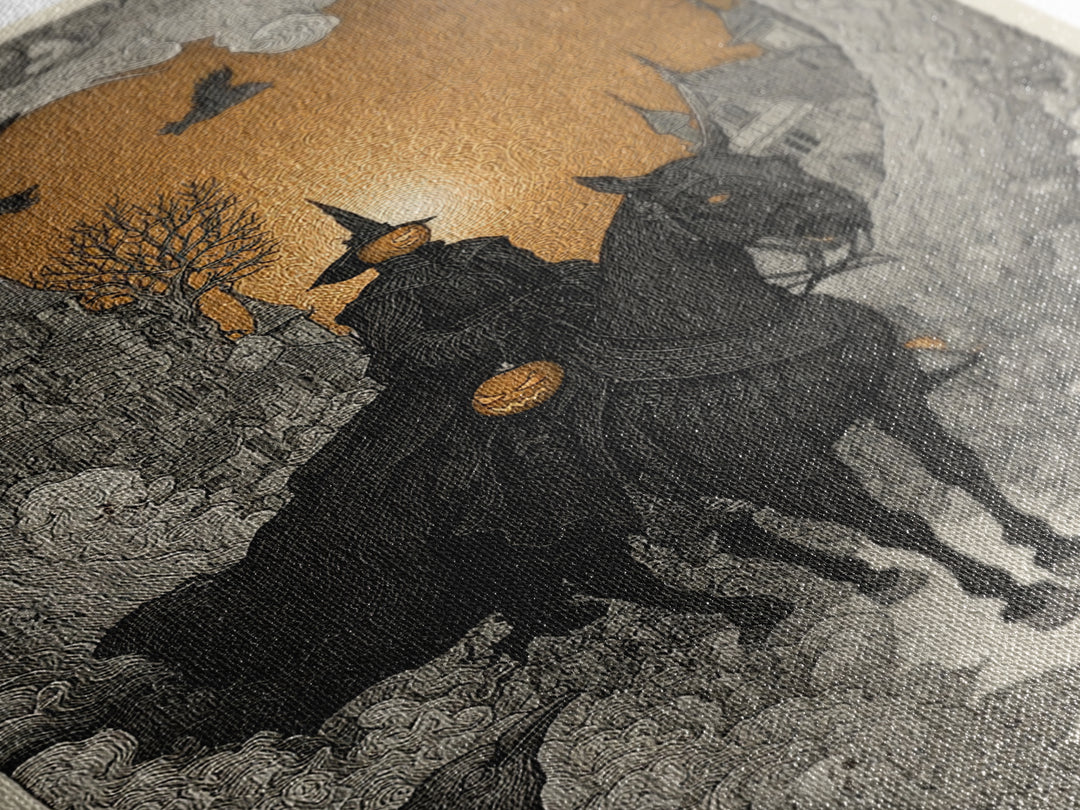 The Headless Horseman, Victorian Macabre Art, Vertical Wall Art, Dark Halloween Decor, Canvas Print, Halloween Wall Art
