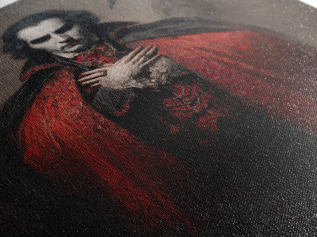The Crimson Vampire, Dark Romantic Horror Art, Vertical Wall Art, Gothic Horror Wall Art, Canvas Print, Halloween Wall Art