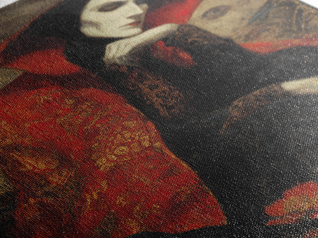 The Crimson Vampire, Symbolist Dream Art, Vertical Wall Art, Macabre Wall Art, Framed Canvas Print, Halloween Wall Art