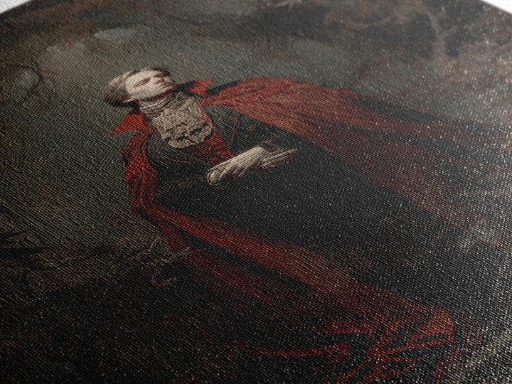 The Crimson Vampire, Expressionist Gothic Art, Vertical Wall Art, Dark Halloween Decor, Canvas Print, Halloween Wall Art, Macabre Wall Art