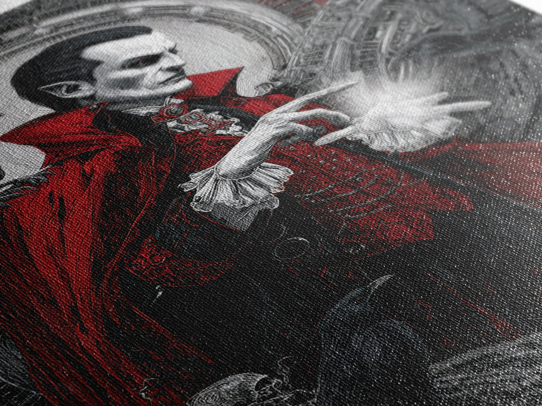 The Crimson Vampire, Biomechanical Horror Art, Vertical Wall Art, Dark Fantasy Wall Art, Canvas Print, Halloween Wall Art, Gothic Home Decor