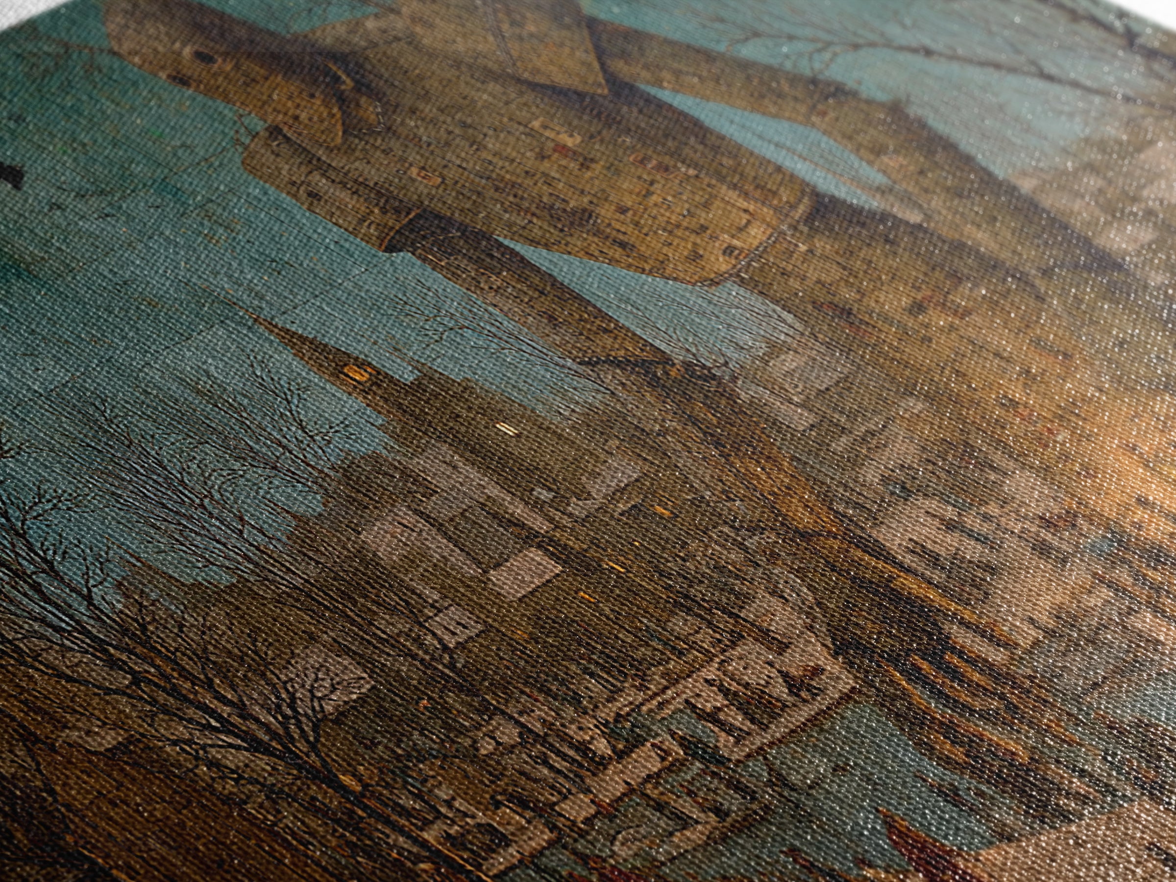 The Stitched Giant, Northern Renaissance Horror, Wide Panoramic Art, Dark Fantasy Wall Art, Canvas Print, Halloween Wall Art