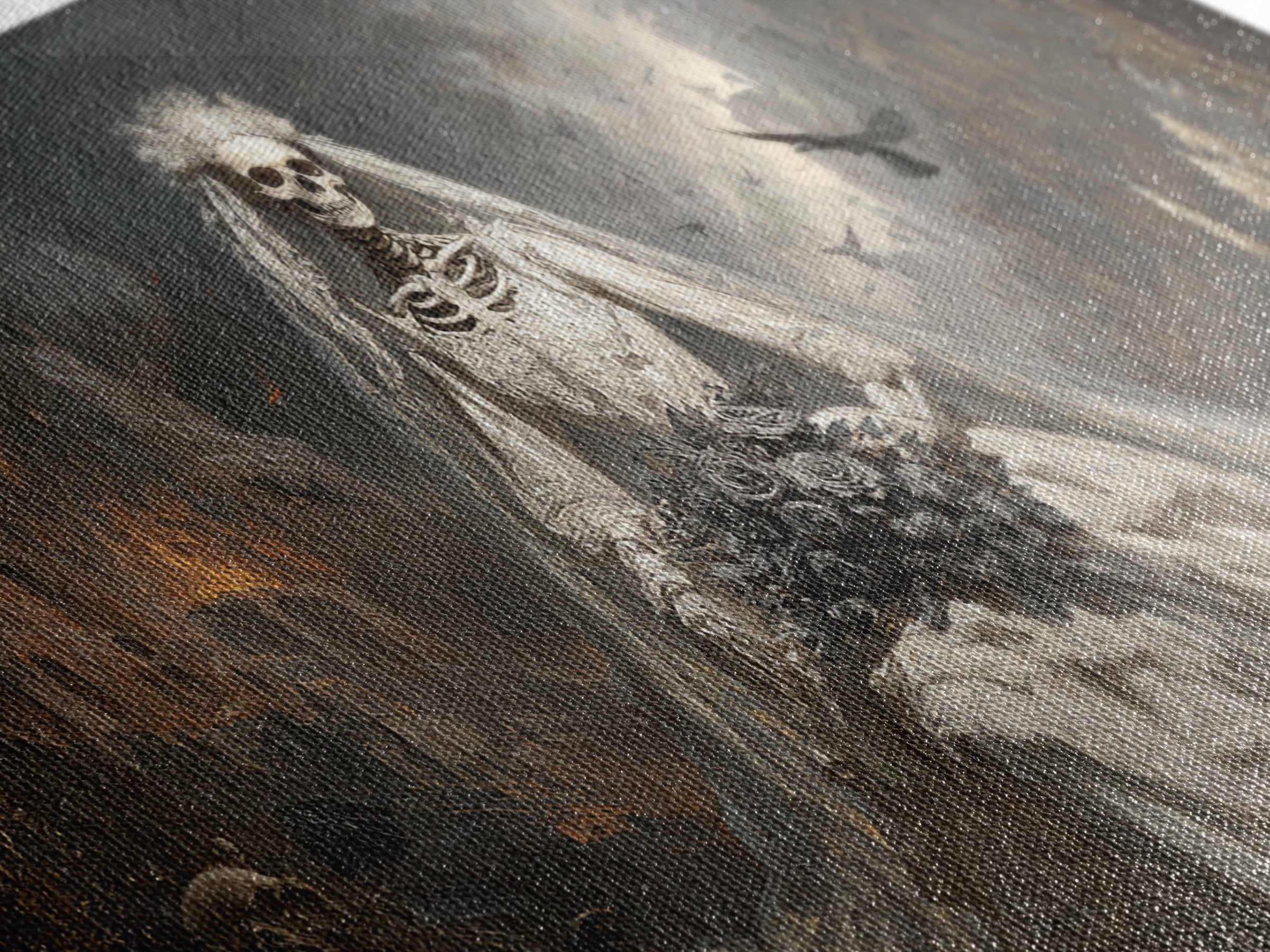 The Skeletal Bride, Apocalyptic Romantic Art, Wide Panoramic Art, Gothic Horror Wall Art, Canvas Print, Halloween Wall Art