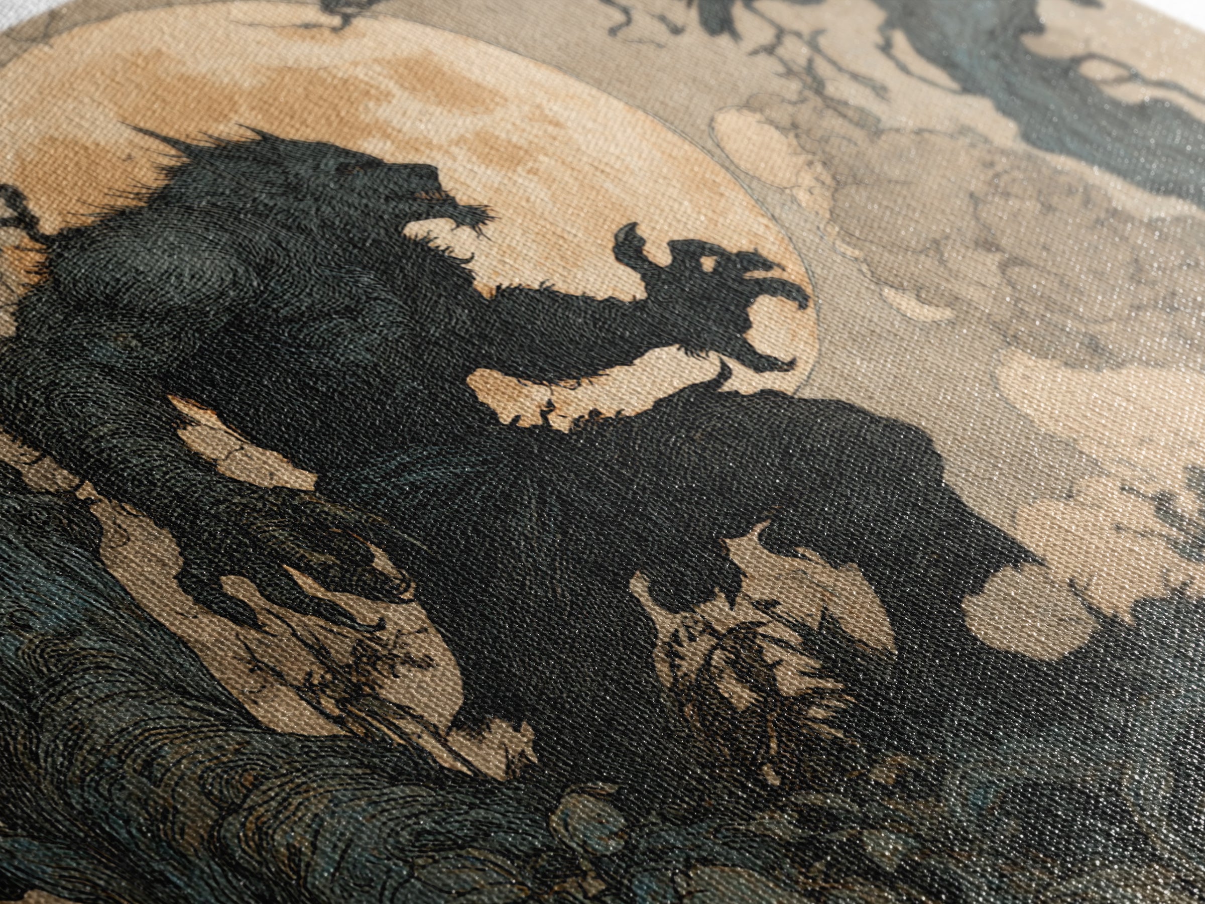 The Moon-Cursed Werewolf, Gothic Storybook Art, Landscape Wall Art, Dark Halloween Decor, Canvas Print, Halloween Wall Art