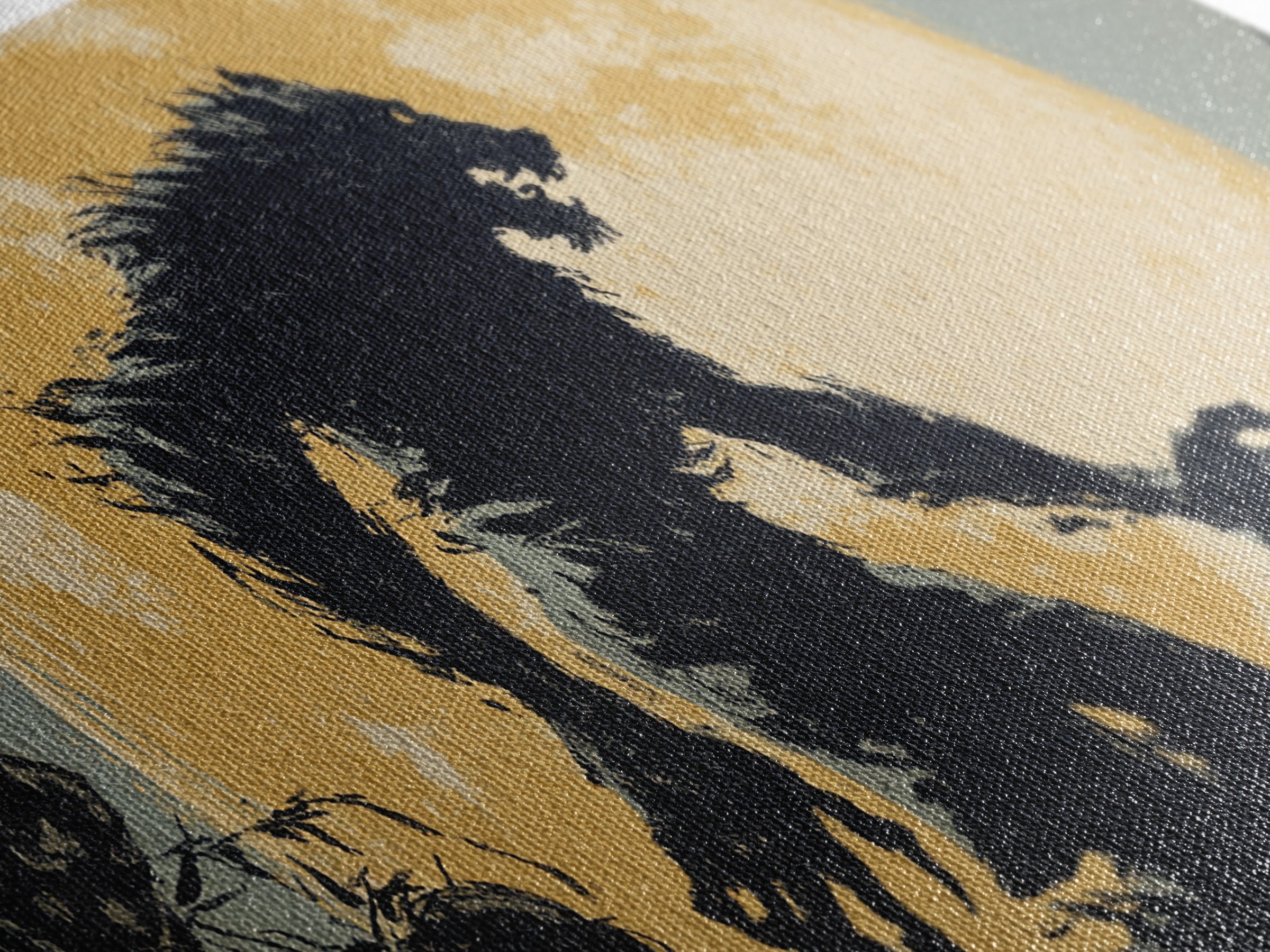 The Moon-Cursed Werewolf, Macabre Folk Print Art, Wide Panoramic Art, Dark Fantasy Wall Art, Framed Canvas Print