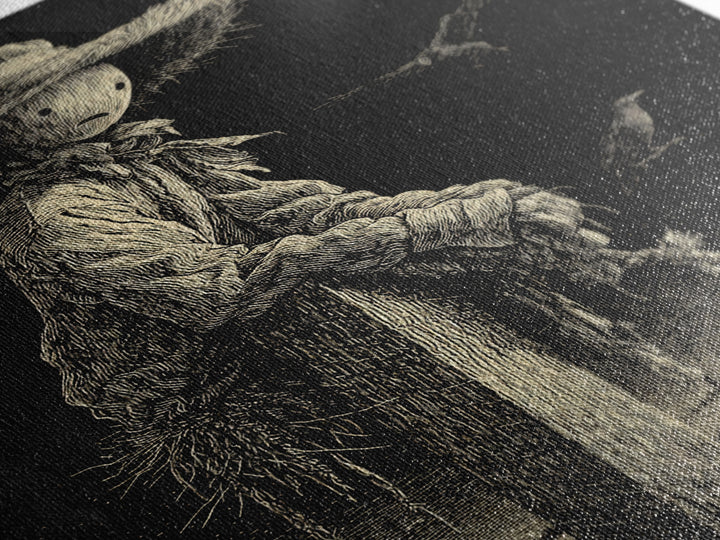 The Living Scarecrow, Victorian Macabre Art, Vertical Wall Art, Dark Halloween Decor, Canvas Print, Halloween Wall Art