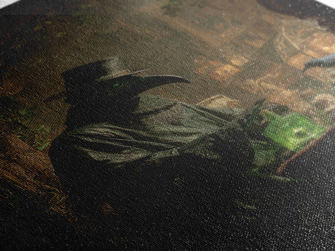 The Plague Doctor, Ornate Symbolist Art, Vertical Wall Art, Dark Fantasy Wall Art, Canvas Print, Halloween Wall Art, Halloween Decor